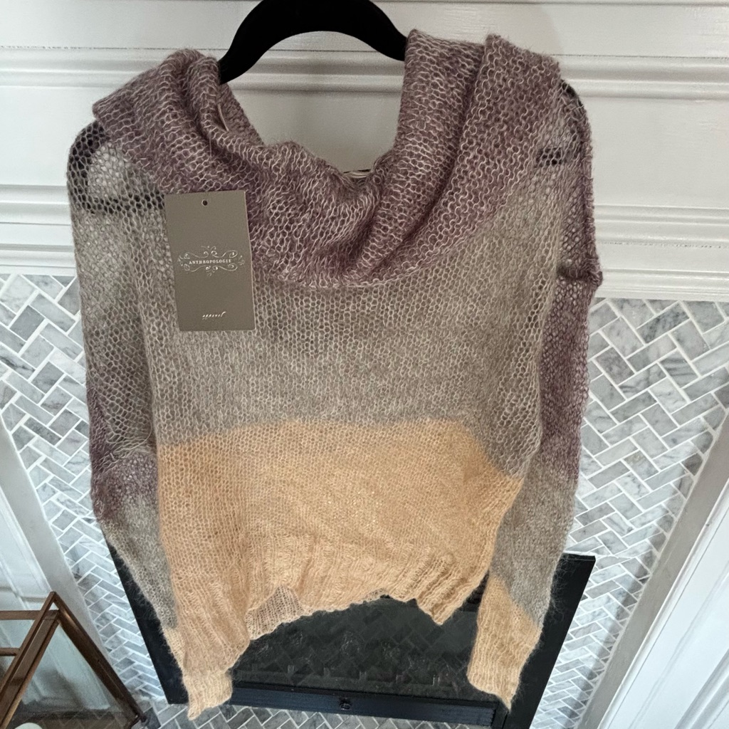 Free People Cowl Neck Sweater - Purple, Gray, Tan